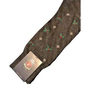 Punto Italian Egyptian Cotton Dress Socks Mens Dark Gray Snowflake Christmas